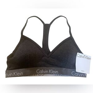 Calvin Klein Motive Cotton Lightly Lined Bralette Women’s Medium Charcoal New